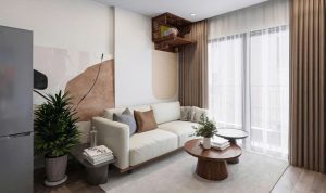 nhà sử dụng màu kết hợp giữa be và ghi