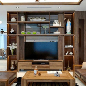 Kệ trang trí phòng khách nhà ống hiện đại