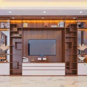 Kệ trang trí phòng khách nhà phố hiện đại