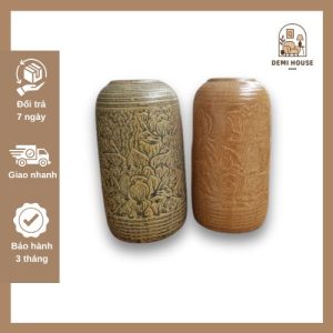 Bình hoa bát tràng men mộc