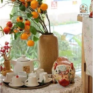 bình hoa bát tràng men mộc