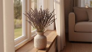 Bình hoa lavender khô trang trí phòng khách