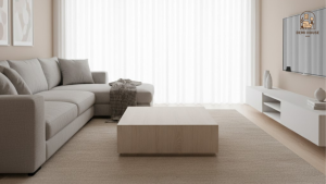 Phòng khách tối giản trước khi trang trí bình hoa